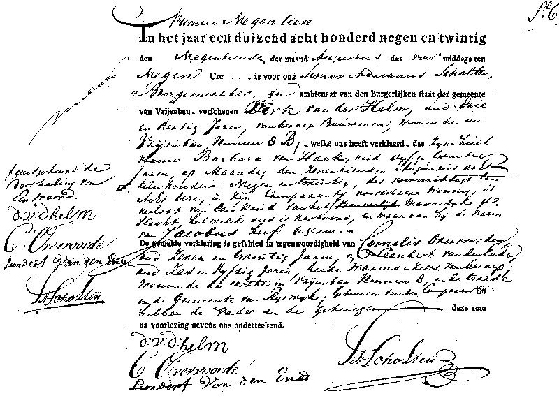 18290819 geb akte 19 Jacobus zv Dirk vd Helm - Barbara Hoek